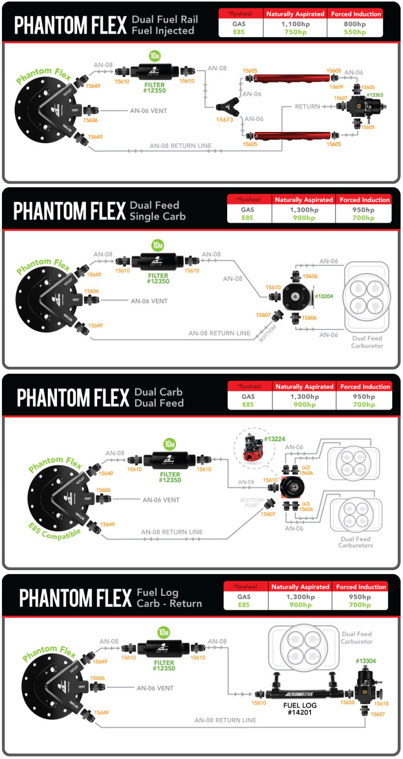 Aeromotive Fuel Pump - Universal - Phantom 450 - 6-10in Depth